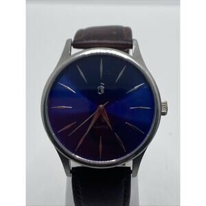 Castle Mens Silver Tone Quartz Watch Works New Battery